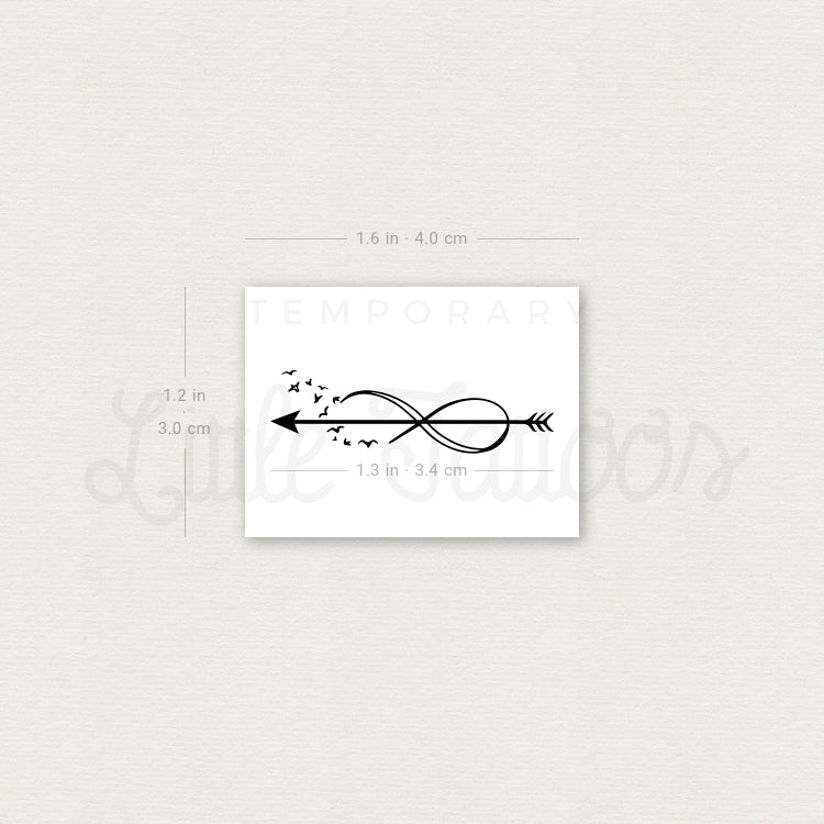 Infinity Arrow Birds Temporary Tattoo - Set of 3