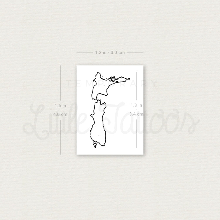 New Zealand Map Outline Temporary Tattoo - Set of 3