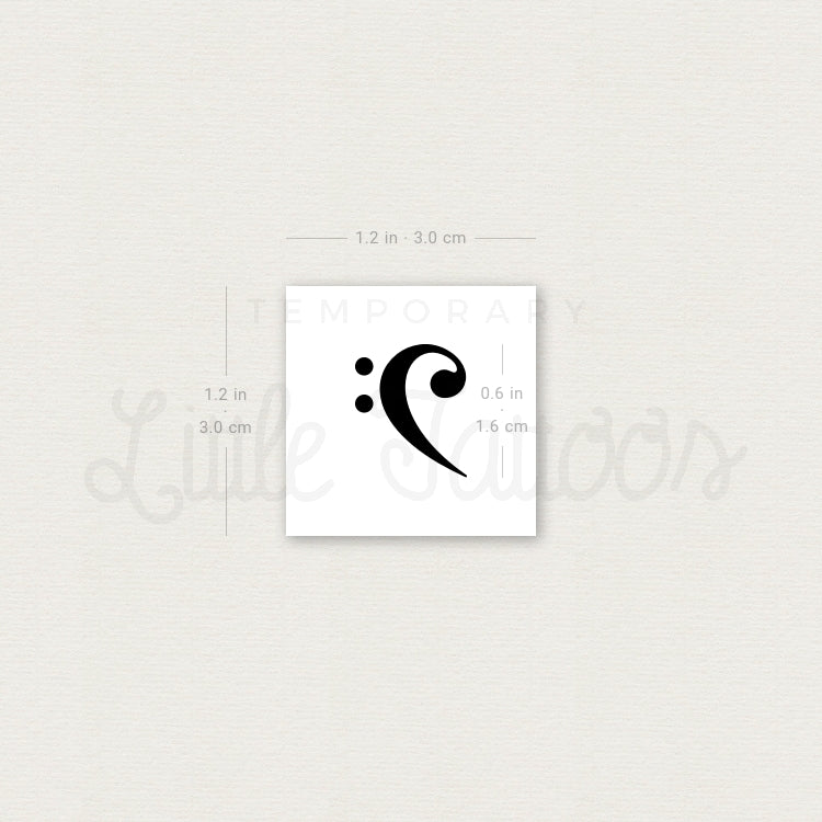 Little Bass Clef Temporary Tattoo - Set of 3