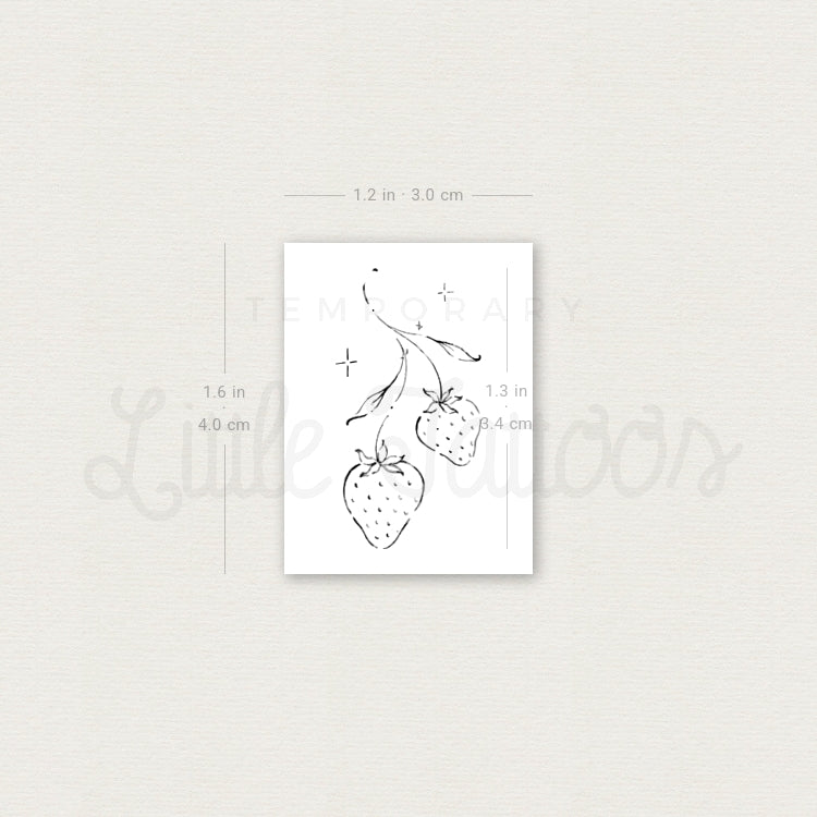 Strawberry Couple By Stefano Mazza Temporary Tattoo - Set of 3