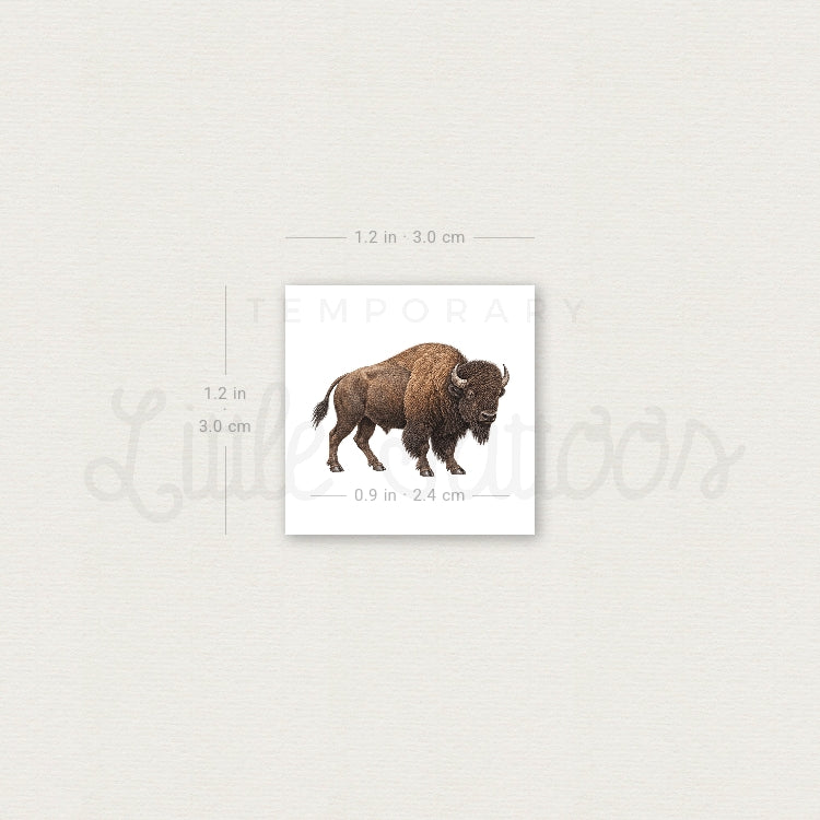 Watercolor Bison Temporary Tattoo - Set of 3