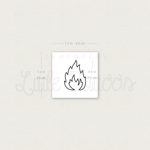 Small Fire Flame Temporary Tattoo - Set of 3