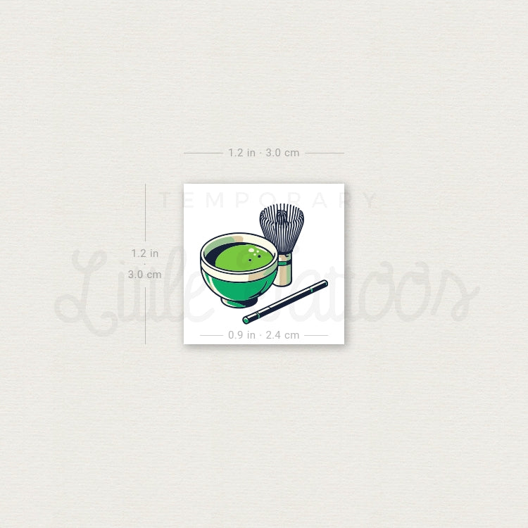 Tatuaje temporal de té matcha - Juego de 3