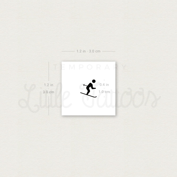 Skier Temporary Tattoo - Set of 3