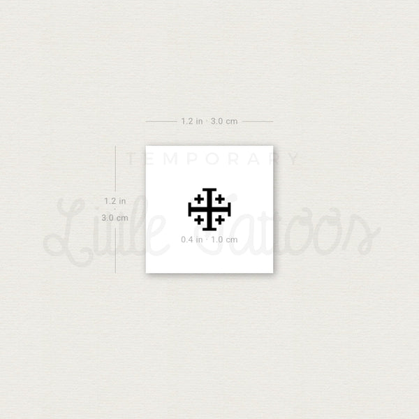 Tiny Jerusalem Cross Temporary Tattoo - Set of 3