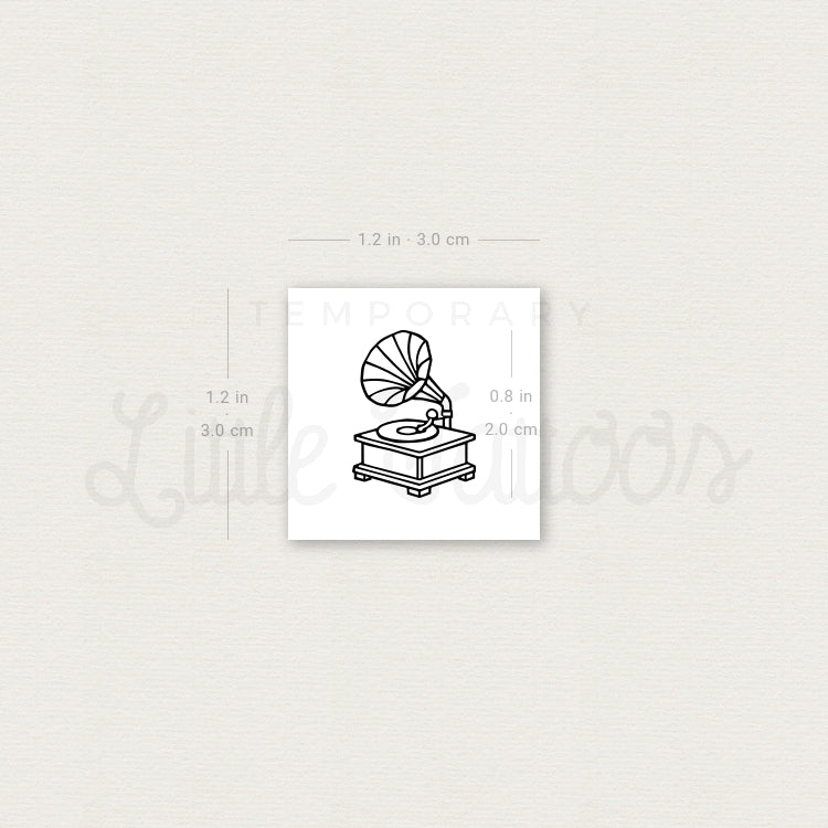 Minimalist Gramophone Temporary Tattoo - Set of 3