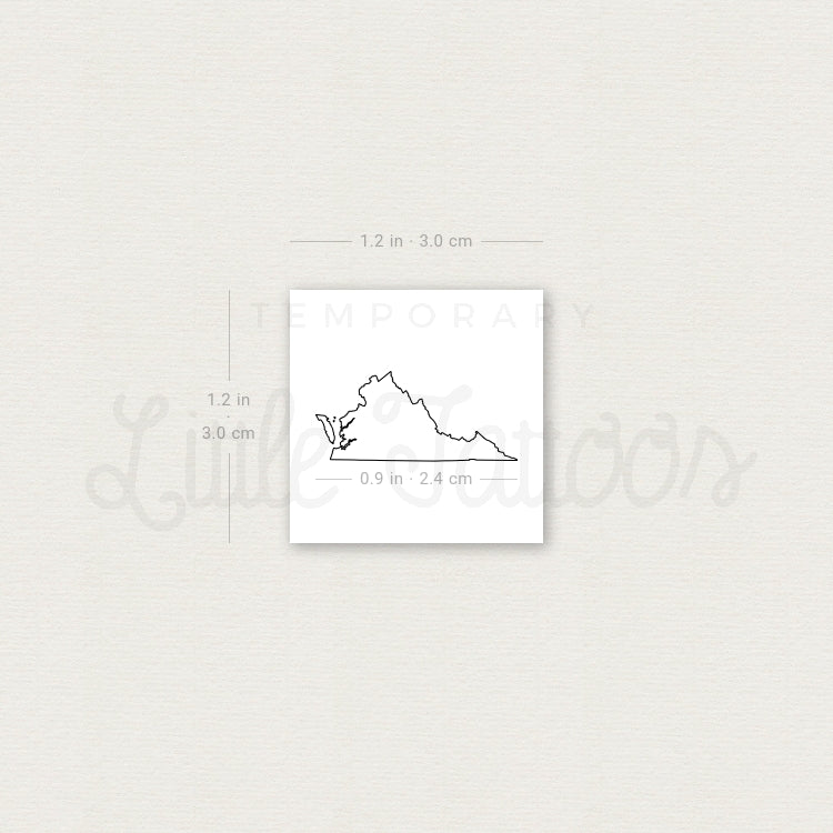 Tatuaje temporal del mapa de Virginia (juego de 3)