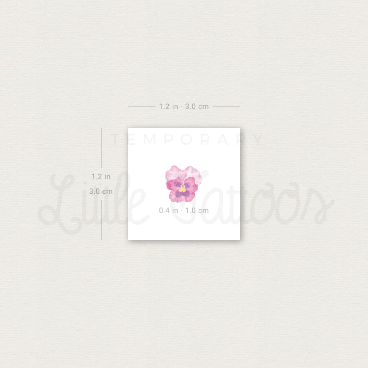 Tiny Pink Pansy Temporary Tattoo - Set of 3