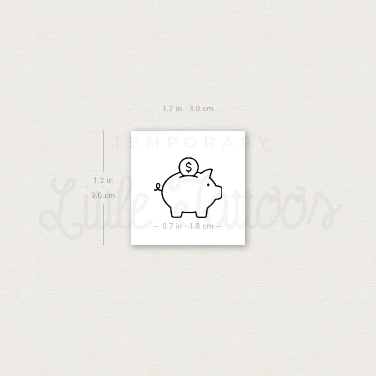 Piggy Bank Temporary Tattoo - Set of 3
