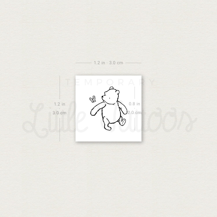 Classic Pooh Bear And Butterfly Temporary Tattoo - Set of 3