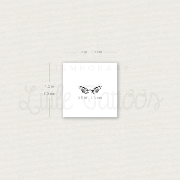 Tiny Angel Wings And Halo Temporary Tattoo - Set of 3