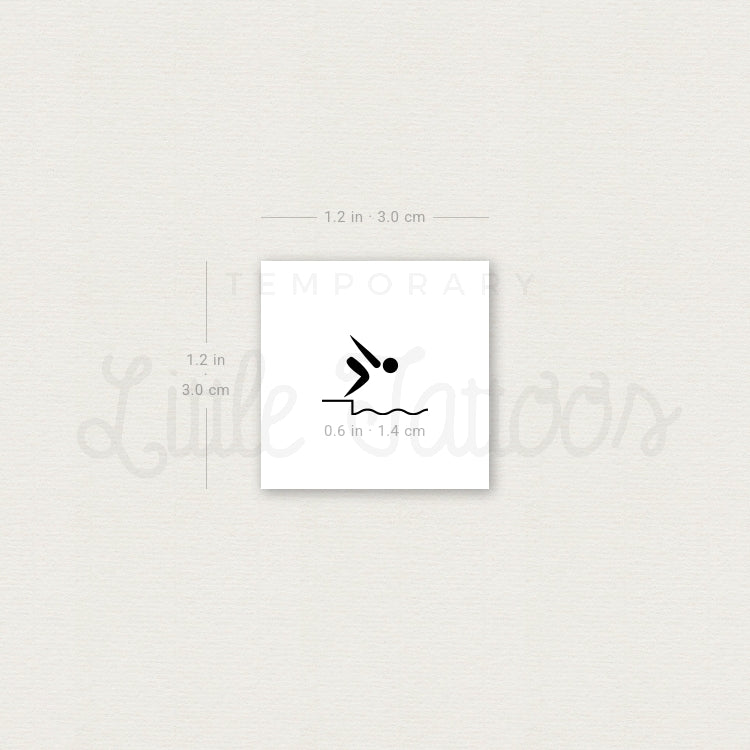 Swimming Symbol Temporary Tattoo - Set of 3