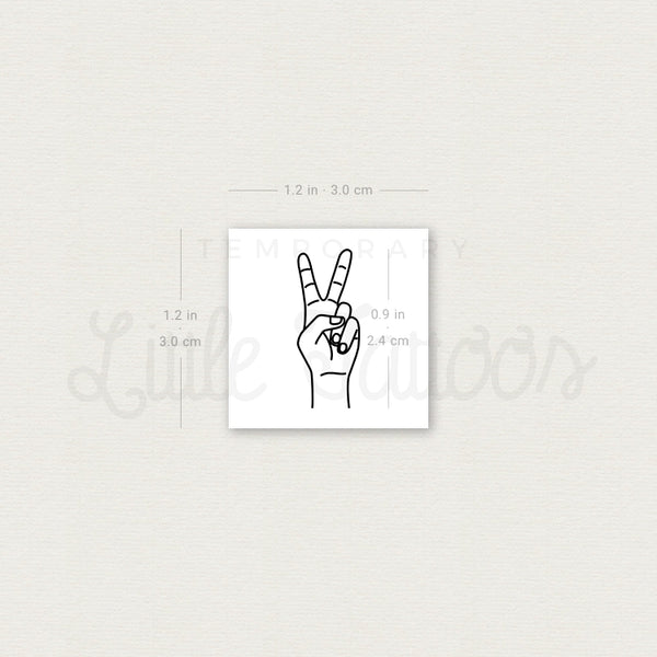 Sign Language V Temporary Tattoo - Set of 3