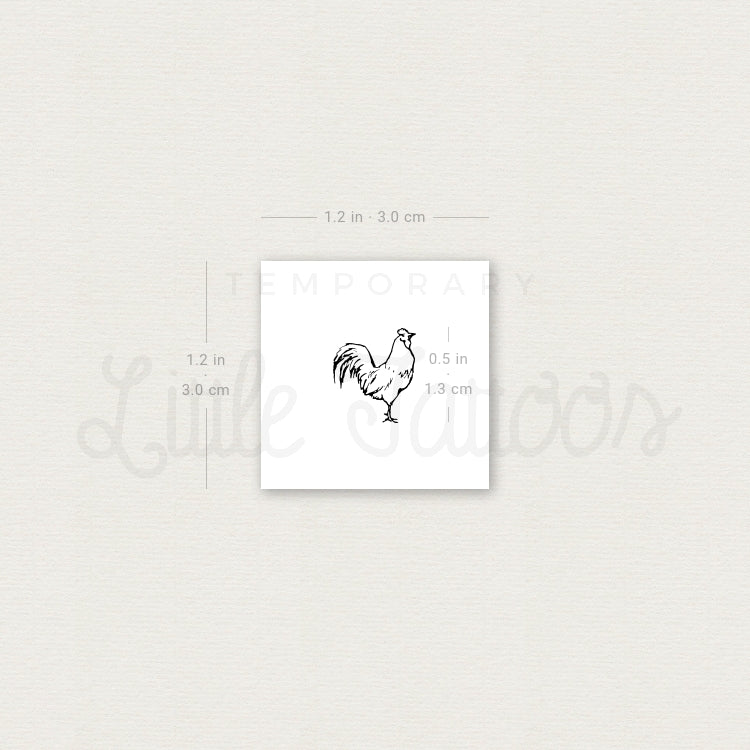 Tiny Rooster Temporary Tattoo - Set of 3