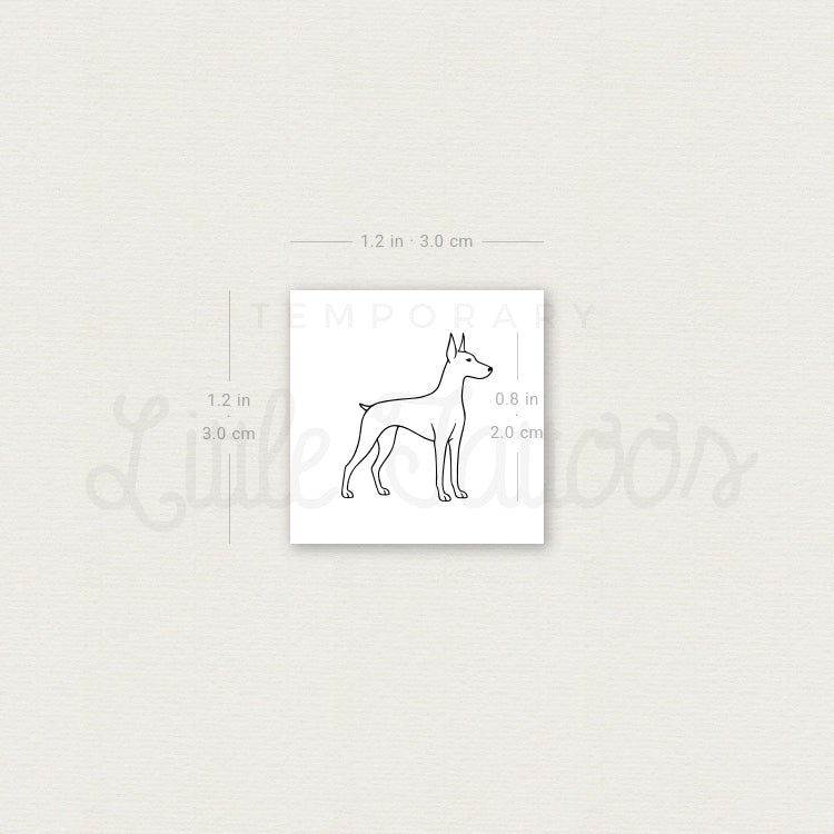 Fine Line Doberman Temporary Tattoo - Set of 3