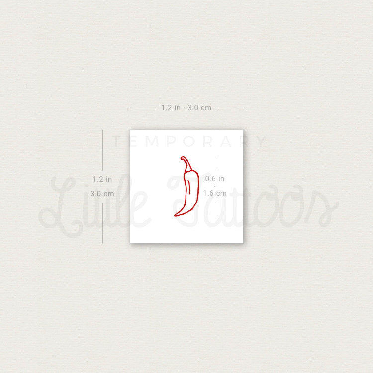 Tatuaje temporal de chile de línea fina roja (juego de 3)