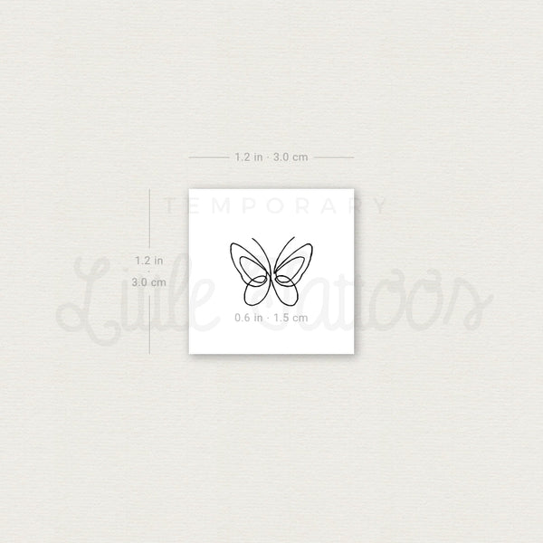 Single Line Butterfly Temporary Tattoo - Set of 3