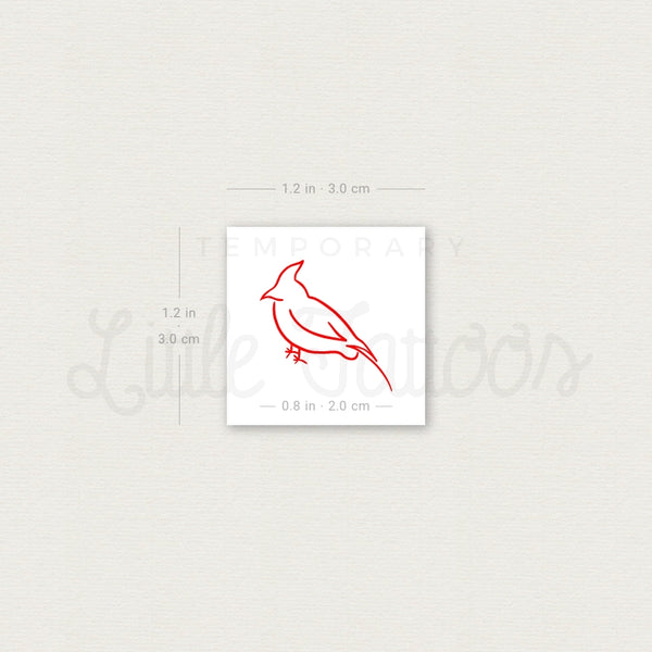 Red Cardinal Temporary Tattoo - Set of 3