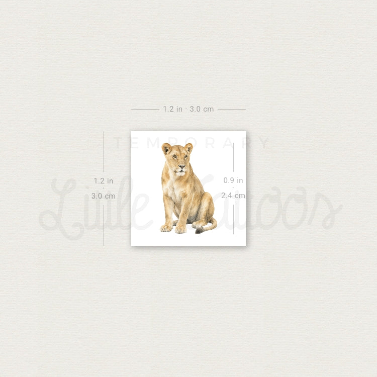Watercolor Lioness Temporary Tattoo - Set of 3