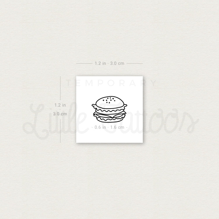 Little Hamburger Temporary Tattoo - Set of 3