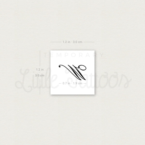 Letter W Script Temporary Tattoo - Set of 3
