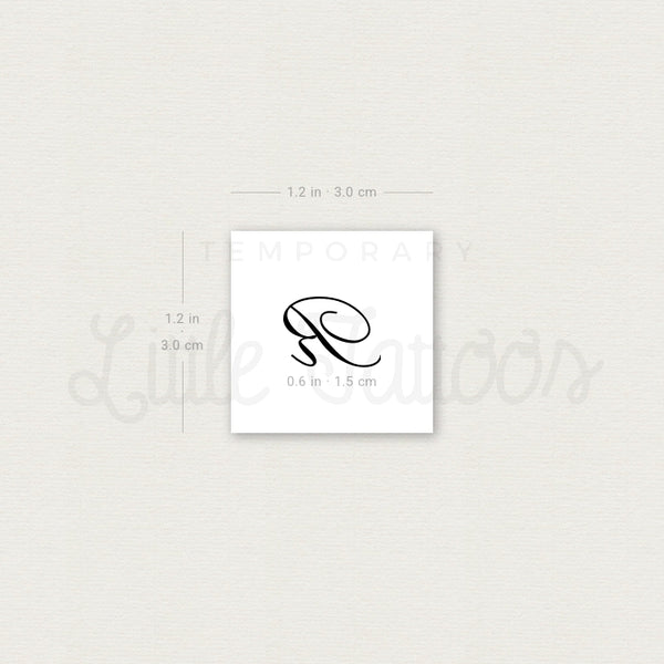 Letter R Script Temporary Tattoo - Set of 3