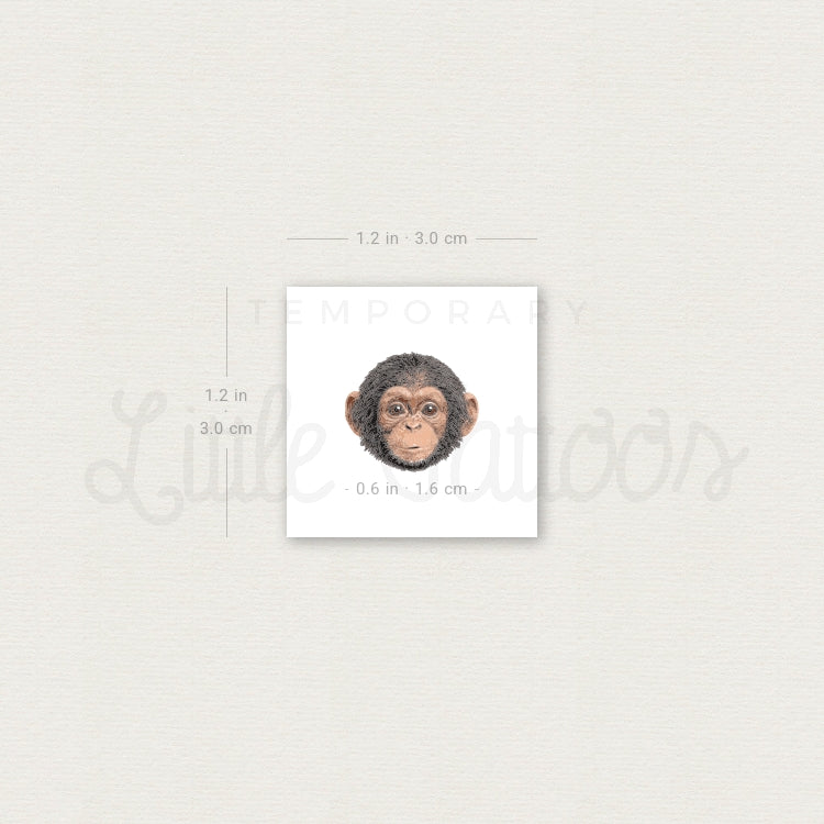 Chimpanzee Portrait Temporary Tattoo - Set of 3