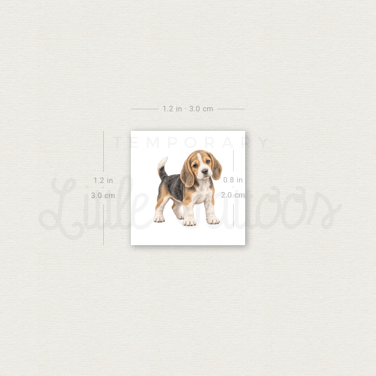 Beagle Puppy Temporary Tattoo - Set of 3
