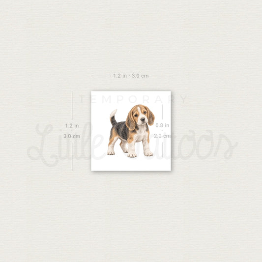 Beagle Puppy Temporary Tattoo - Set of 3