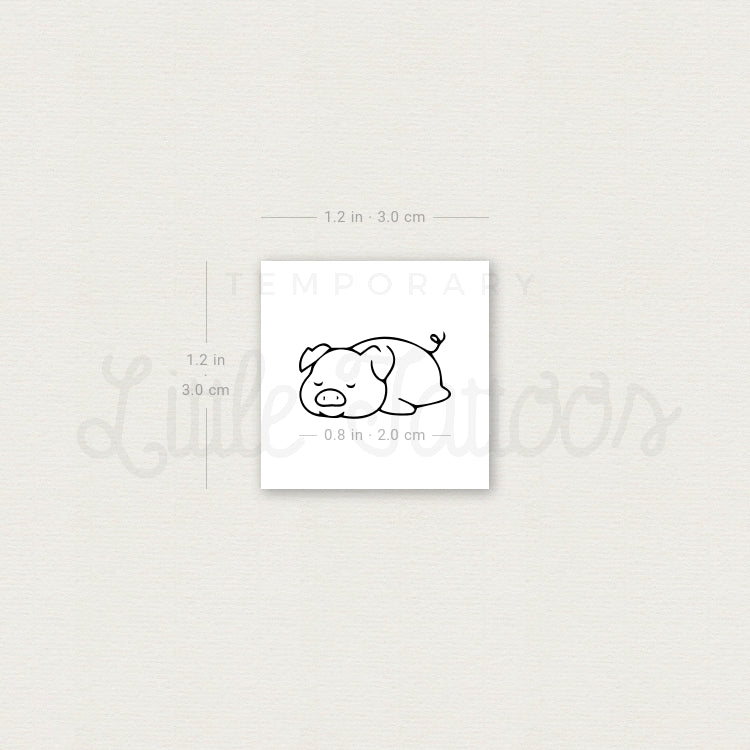Tatuaje temporal de cerdito dormilón - Juego de 3