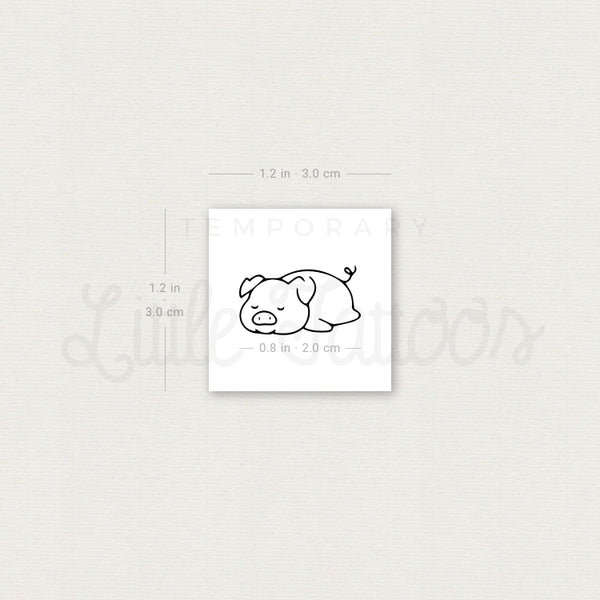 Sleepy Pig Temporary Tattoo - Set of 3