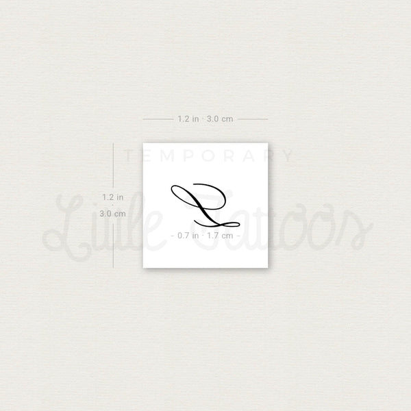 Cursive L Script Temporary Tattoo - Set of 3