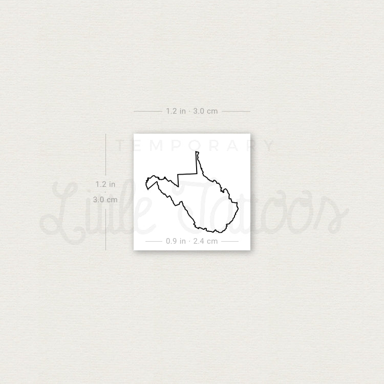 Tatuaje temporal del mapa de Virginia Occidental (juego de 3)