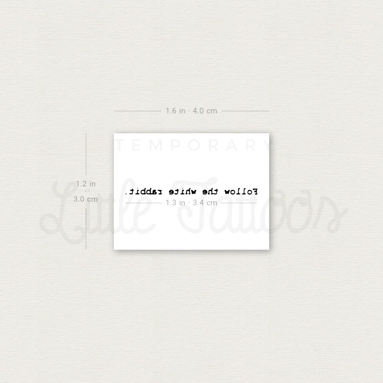 Little Follow The White Rabbit Temporary Tattoo - Set of 3