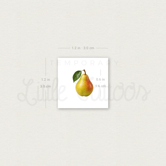 Pear Temporary Tattoo - Set of 3