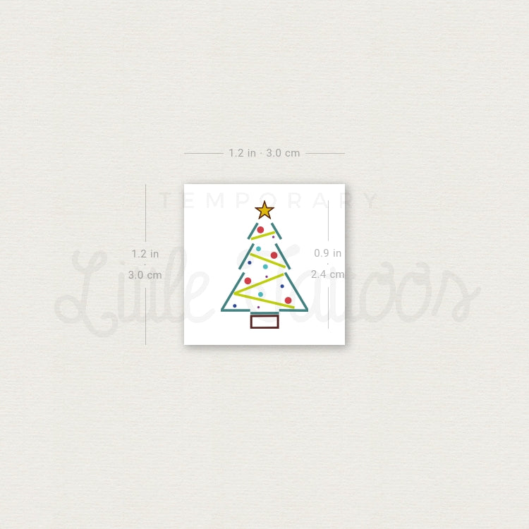Minimalist Christmas Tree Temporary Tattoo - Set of 3