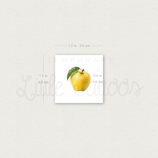 Golden Delicious Apple Temporary Tattoo - Set of 3