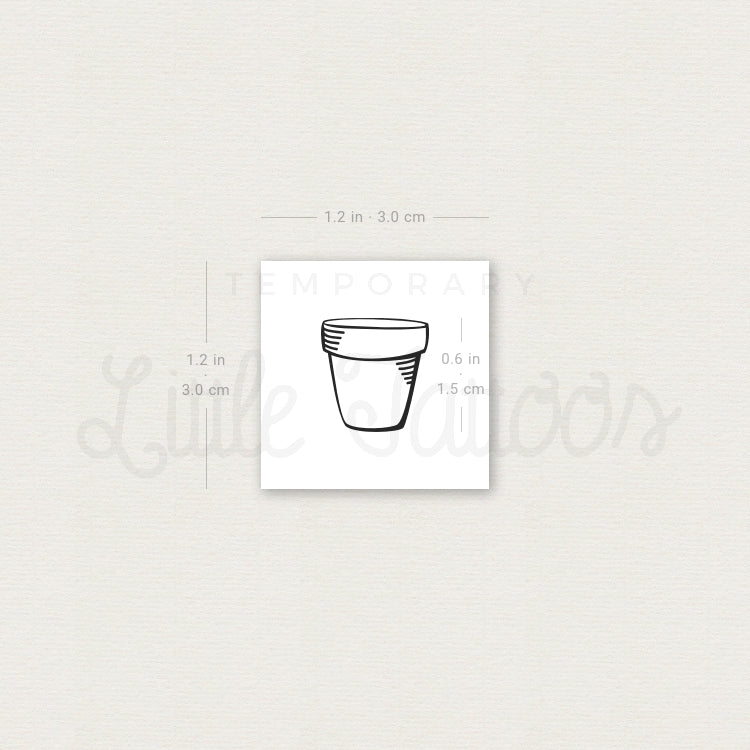 Flower Pot Temporary Tattoo - Set of 3