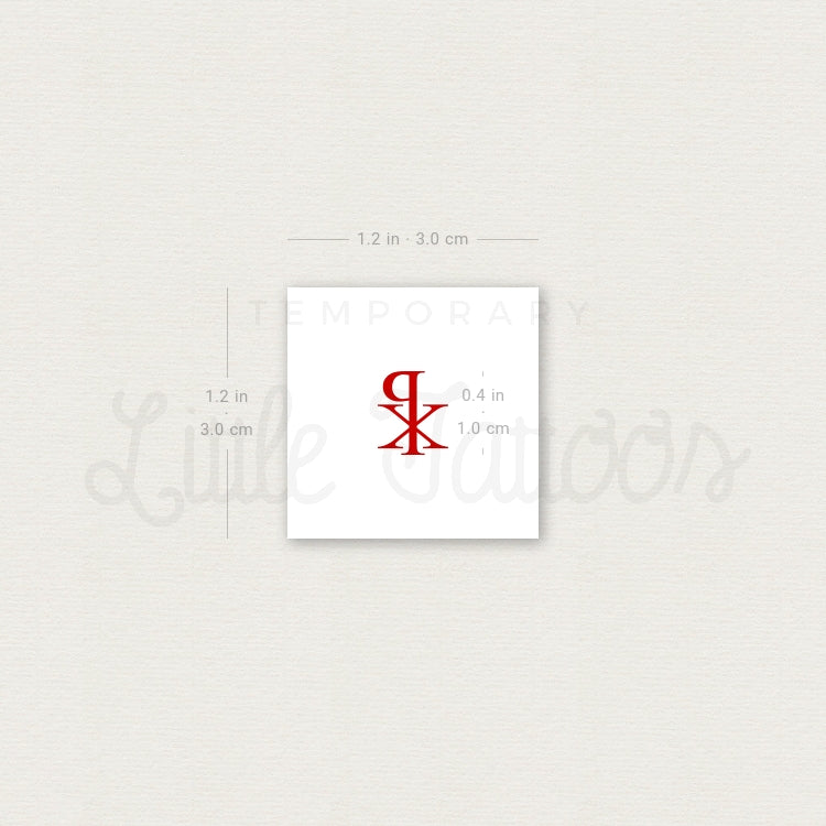 Red Chi Rho Temporary Tattoo - Set of 3
