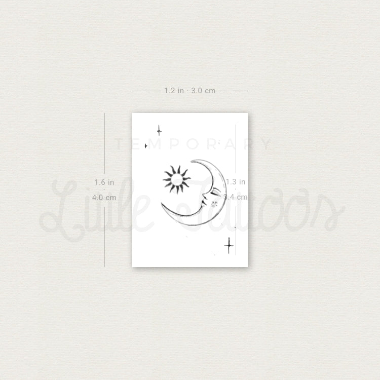 Crescent And Sun By Stefano Mazza Temporary Tattoo - Set of 3