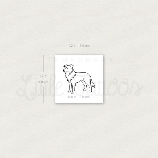 Minimalist Border Collie Temporary Tattoo - Set of 3