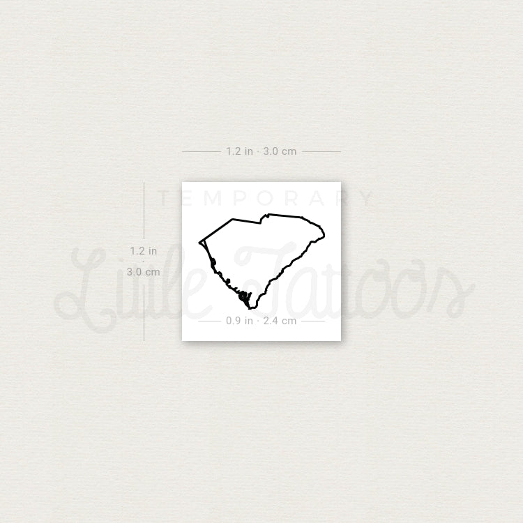 Tatuaje temporal del contorno del mapa de Carolina del Sur (juego de 3)