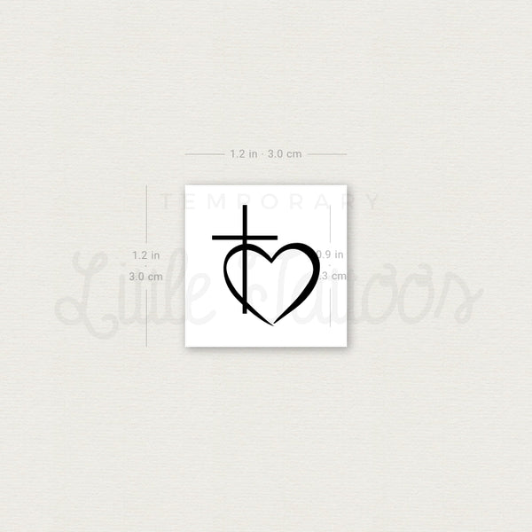 Cross Heart Temporary Tattoo - Set of 3