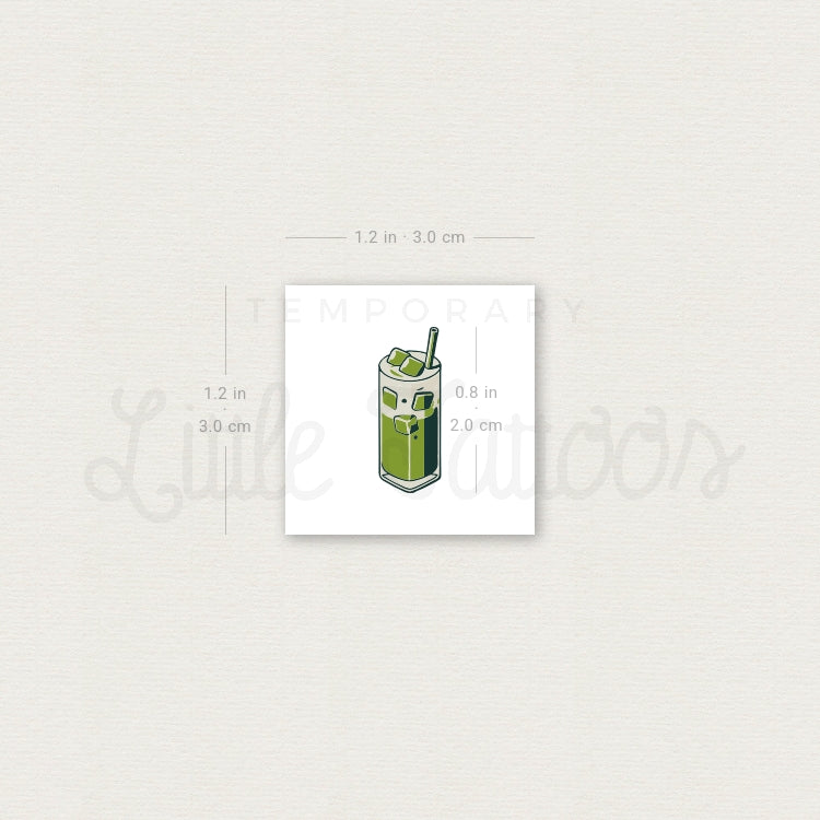 Iced Matcha Latte Temporary Tattoo - Set of 3