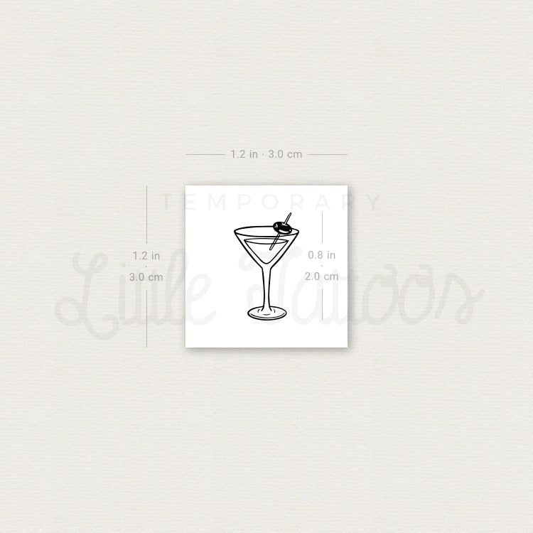 Martini Temporary Tattoo - Set of 3
