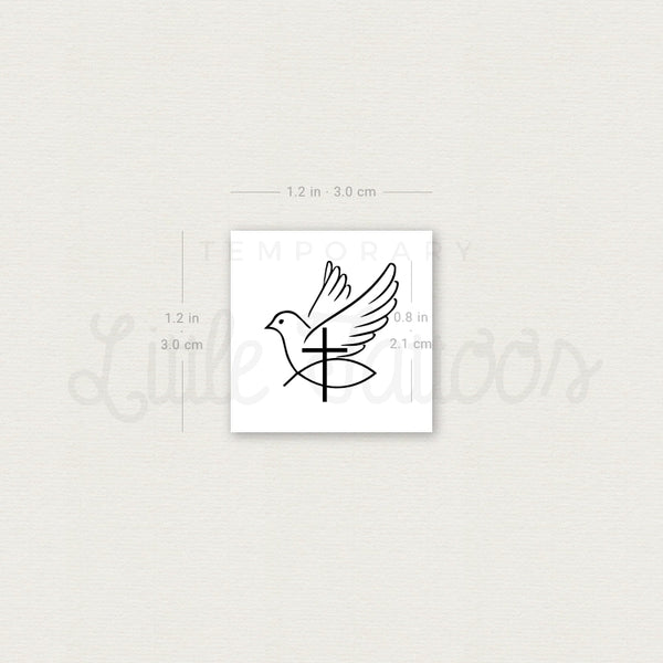 Cross Dove Jesus Fish Temporary Tattoo - Set of 3