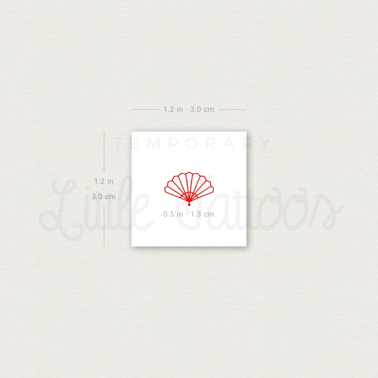 Red Hand Fan Temporary Tattoo - Set of 3