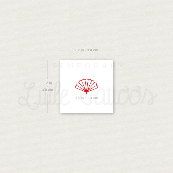 Red Hand Fan Temporary Tattoo - Set of 3