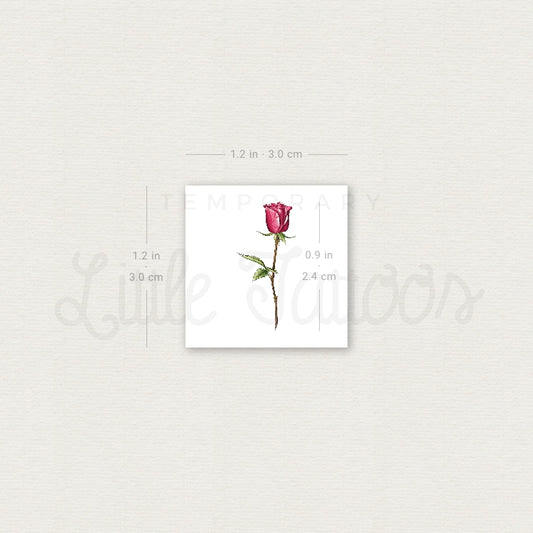 Small Garnet Rose By Mini Lau Temporary Tattoo - Set of 3