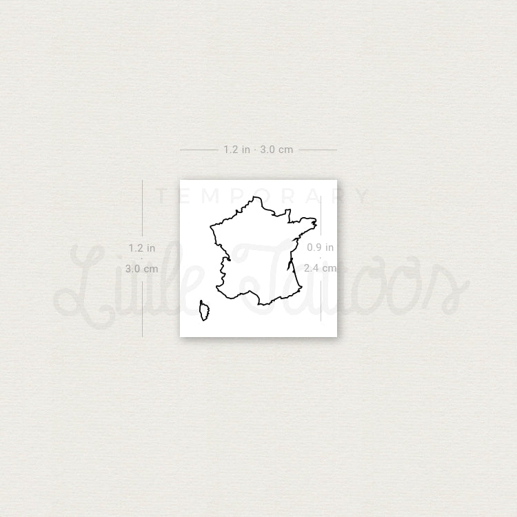 Tatuaje temporal del mapa de Francia (juego de 3)